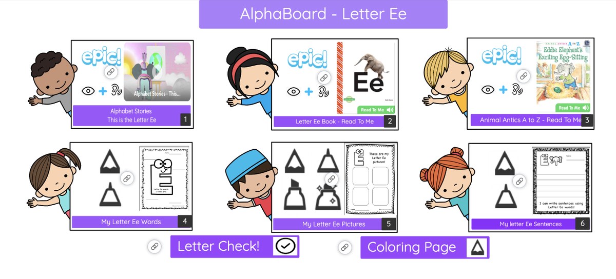 EricaJasna's tweet photo. That's a wrap!  I finished creating all of my Alphabet Choice Boards.  All created with Seesaw's amazing new tools and using Epic's great collection of books!  Can't wait to try them for distance learning!  @Seesaw @epic4kids https://t.co/TeZjIUgeR6