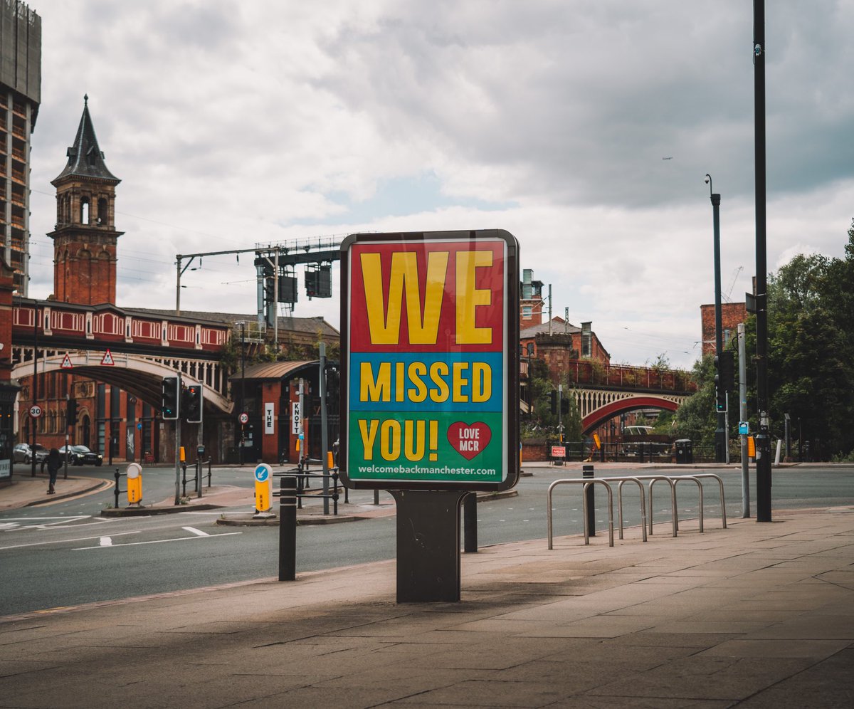 manc_wanderer's tweet photo. Another of the many #WelcomeBackManchester signs currently around the city https://t.co/7osIXDRhKf