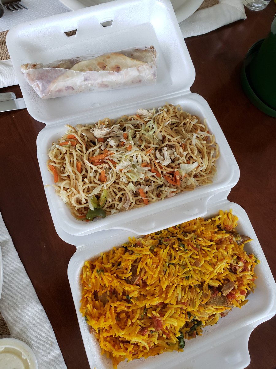 For #adoptashopyeg by @lindork I ordered takeout from @KitchenAyeshas 2nite. Got Mutton Biryani, Hakka Noodles & Chicken Chutney Roll. The noodles weren't what we expected but were good & the mutton & roll were fantastic! Huge portions & good prices too! #lindorkfest