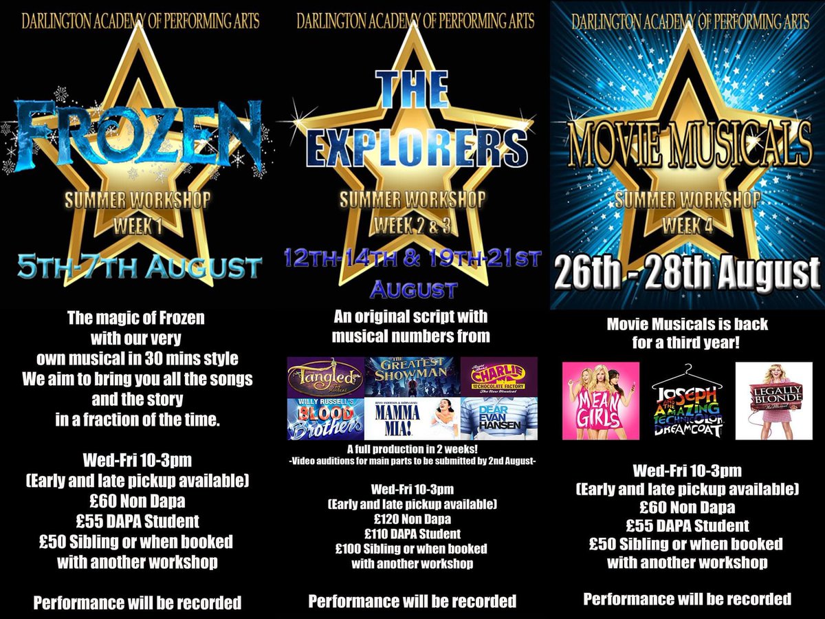 We are back in the studio this August, following government guidelines and a full risk assessment we are ready to open the doors this Summer for 3 amazing workshops!  
Spaces are limited due to social distancing, so book now!
For age 6+