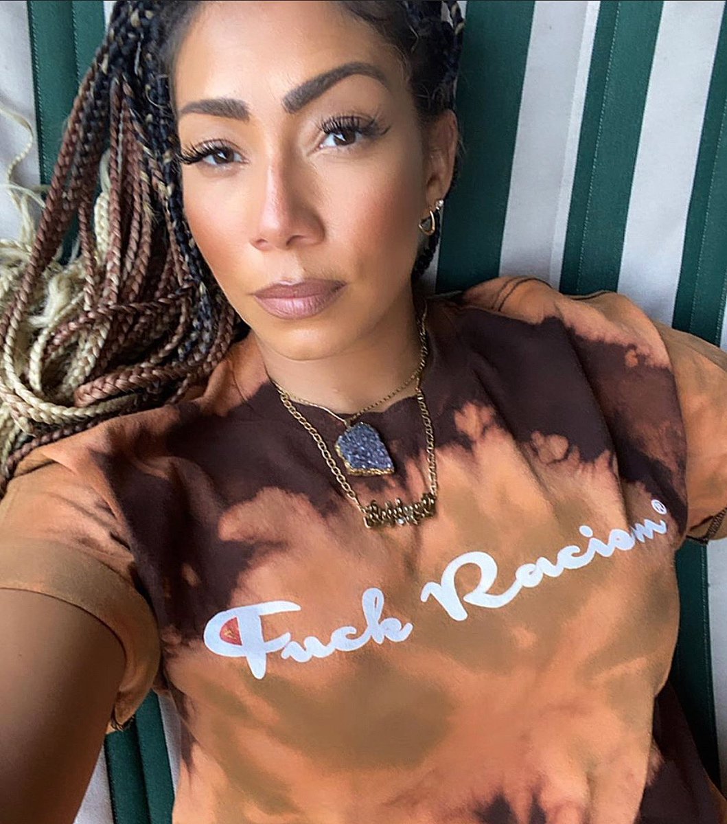 Fckracism_'s tweet photo. The beautiful @IamBridgetKelly in  @Fckracism_ Tie Dye Tee 😍 🤎🖕🏿 FUCK RACISM  #fashion #style #fuckracism #fracism #equality #peace #racism #unity #blm #bridgetkelly https://t.co/Yst6F9NbrA https://t.co/S3DOCNdIrf