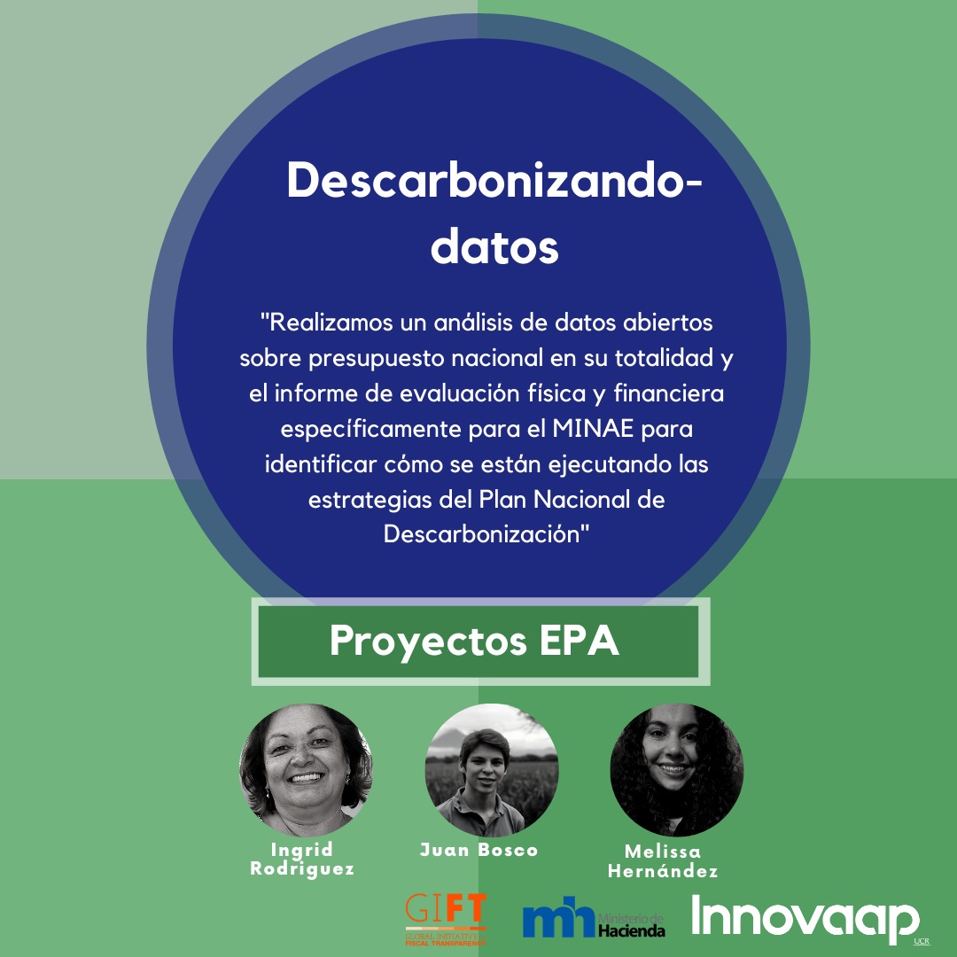 ap_innova's tweet photo. Proyectos Escuela de Presupuesto Abierto (EPA) 🙌📉💰💻
En el marco de la EPA y #ExploraDatos2020, les compartimos el proyecto: #DESCARBONIZANDODATOS, creado por Ingrid Rodríguez, Melissa Hernández, Gerlyn Mora y @JColomer95 https://t.co/JoKDqVoLKe