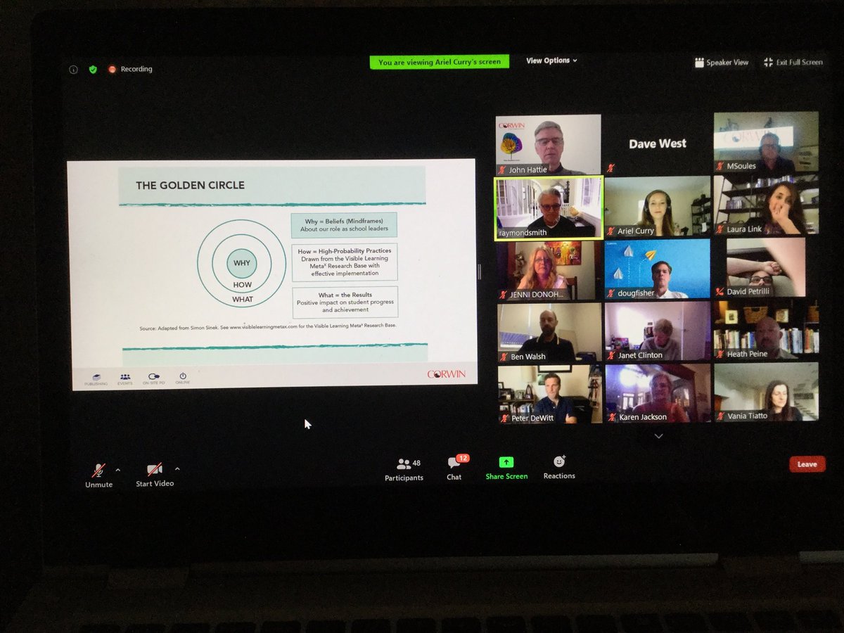 Today was the first time I ever attended a Virtual Book Launch - boy was it worth it!  John Hattie amazes us all again, this time with his new book 10 Mindframes for School Leaders #corwinpress