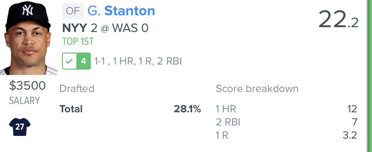 alliance_dfs's tweet photo. STANTON ๐ everything is right in the world! #BaseballisBack
#AllianceMLB #ASNMLB ๐ฅโพ๏ธ https://t.co/AreqAn48fu