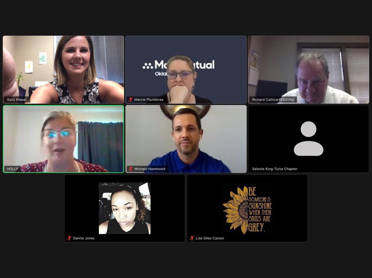 OKCityALA's tweet photo. Chapter members from ALA Oklahoma City and ALA Tulsa and our Business Partners recapped and discussed what we’ve learned so far at #ALACLI2020! Love that we get to spend more time together more than ever before!
#Zoom #HappyHour #CHECKIN #ALAOKC #ALATulsa @ALABuzz https://t.co/aiDOoBZwze