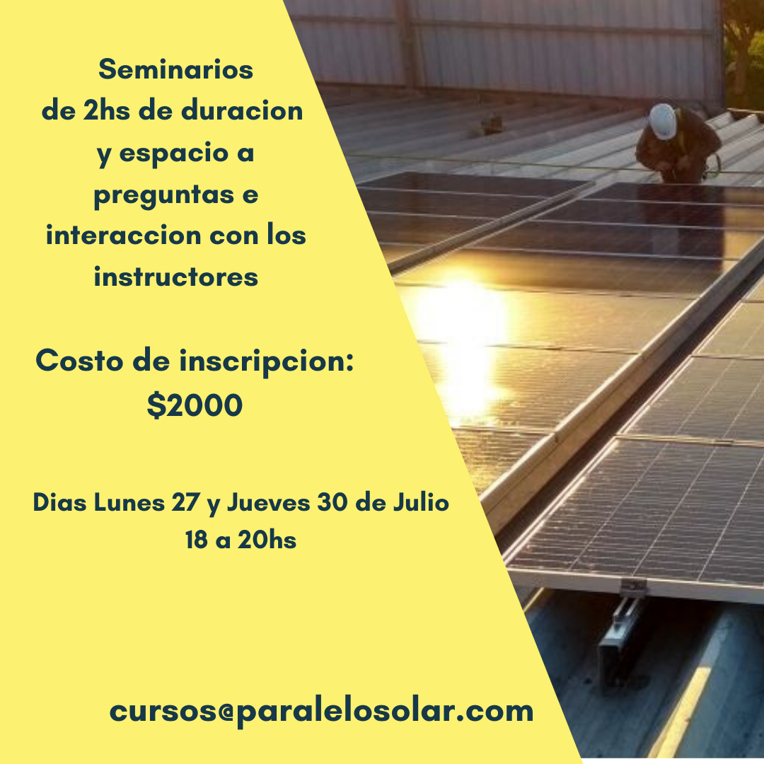 pmaril's tweet photo. Y aprovecho para comentarles que tenemos en unos días un nuevo #Curso #Online
"Sistemas OFF-GRID" que se realizara los dias Lunes 27 y Jueves 30 de Julio.
Para inscribirte, escribinos un mensaje directo o contactanos en:
cursos@paralelosolar.com o al +54 9 11 2489-1798 https://t.co/IyxhSoPaAK