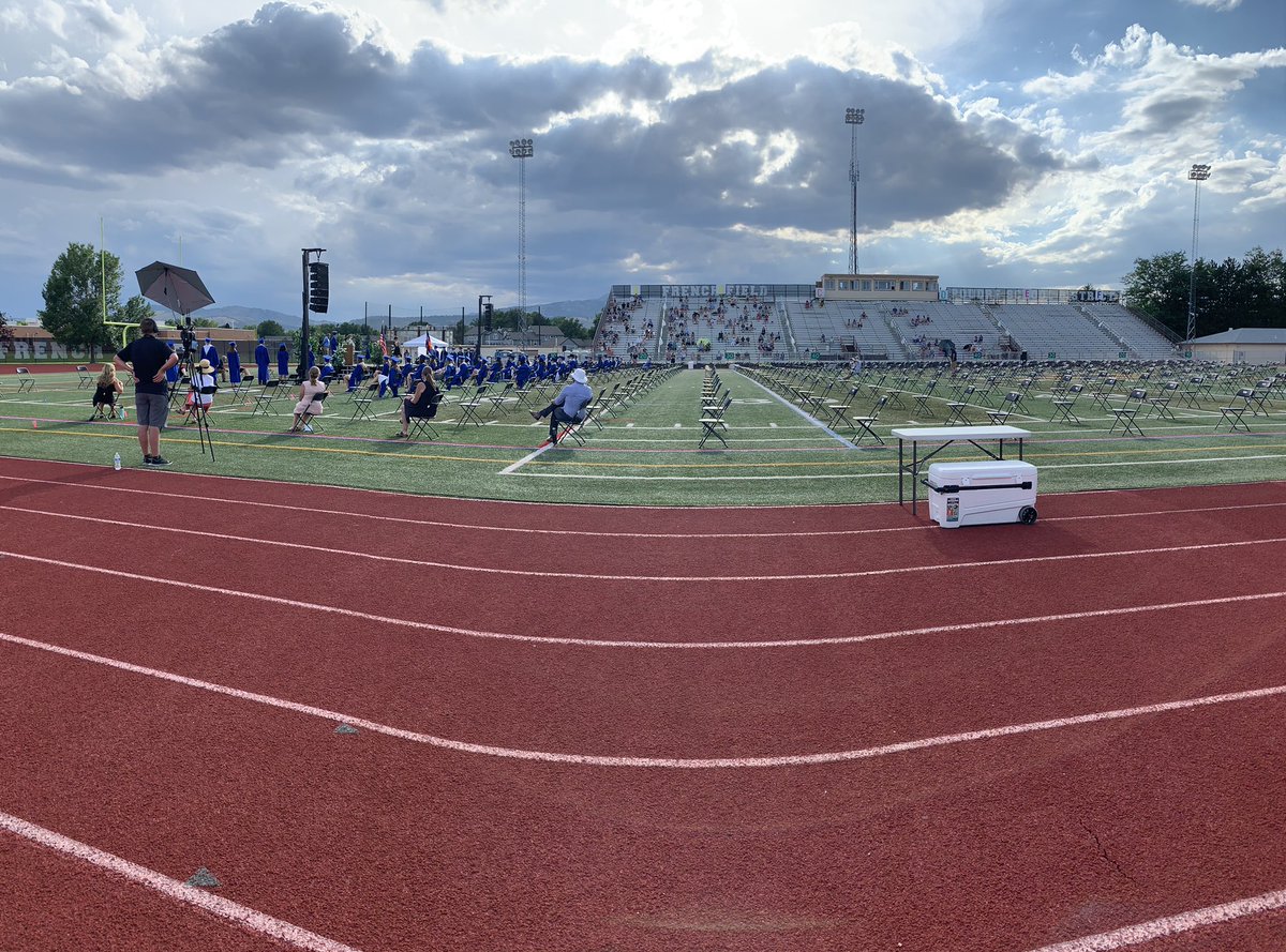 PoudreSchools's tweet photo. What a day for a socially distanced, @impalatweets graduation. Couldn’t ask for a more beautiful evening for  more deserving #Classof2020 grads. 🎓🎉#psdproud https://t.co/nAqbPH5a10