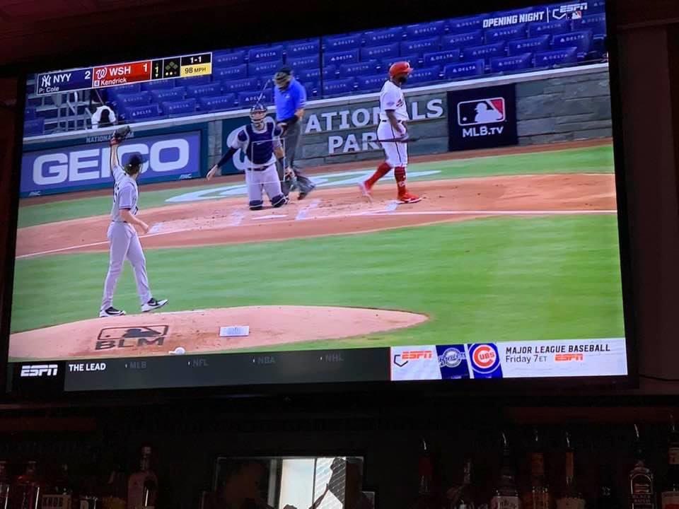 RedJugPub's tweet photo. Baseball is back on THE GIANT SCREEN at THE JUG!!! Have a hot dog and a beer with us while you watch! #juglife #yankeebaseball #wearamask #1hotdogminimum #pleasewaittobeseated #juglovesyou https://t.co/BlAnmp4KGB