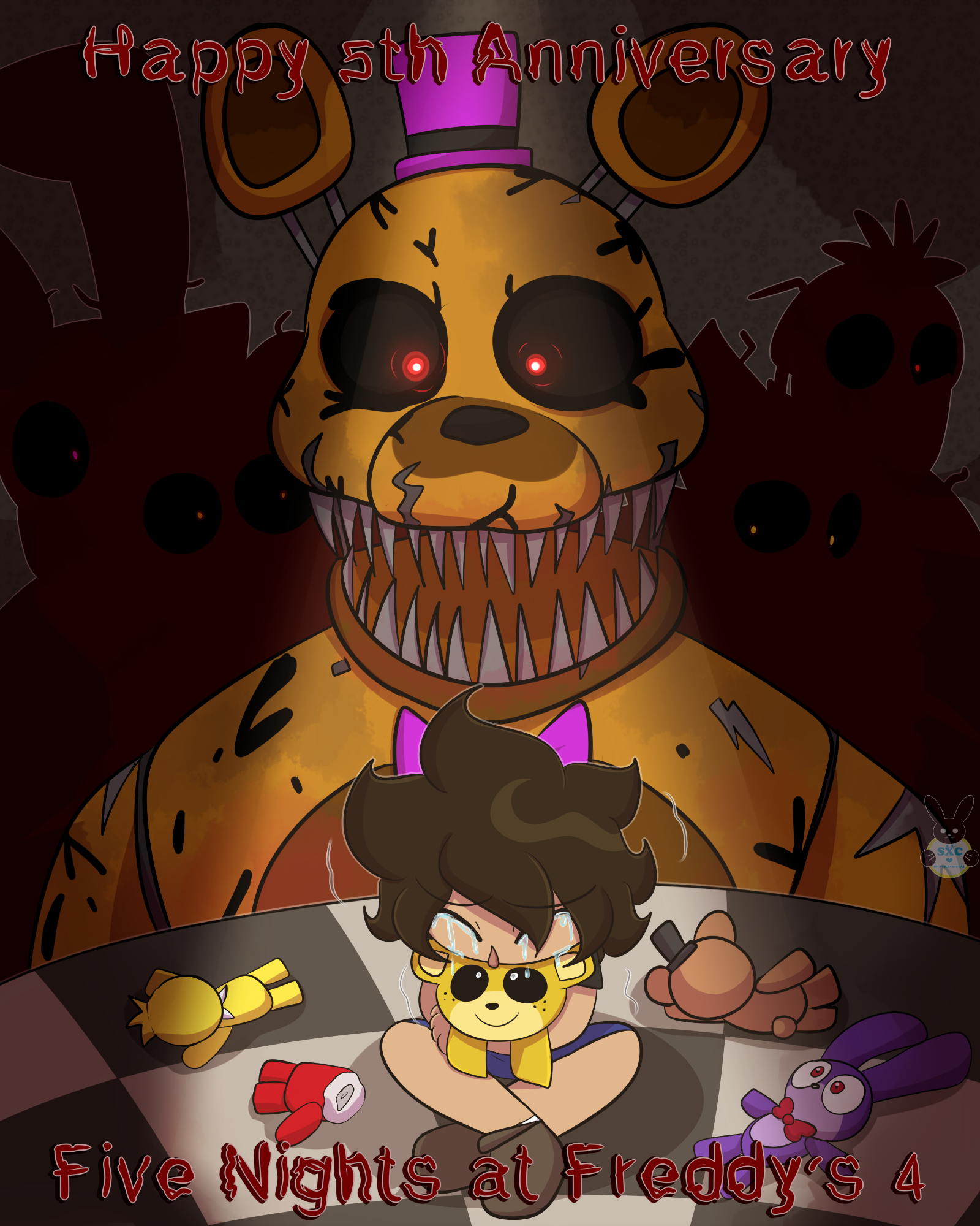 Shadow Ninja on X: Just some nice and cute fnaf 4 fanart of nightmare  fredbear being a big fluffy pillow for the kids he's defended from nightmare.  #FNAFfanart #FNAF  / X