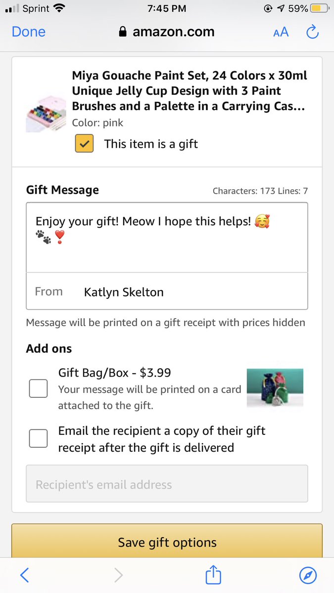 KatSkelt's tweet image. Congratulations! My senior year was my hardest year honestly but art was one of my few things I liked to do. Mostly music. #ChoirNerd however, some art as well. I love to paint so I hope this paint set up kit works well for you 🥰🐾💝 good luck 💘🐾 one of my paintings. ❣️