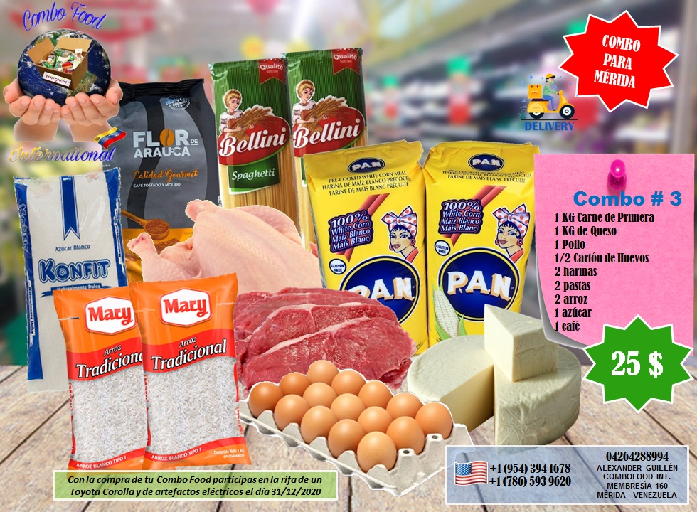 HoyEnMerida's tweet photo. ¡Si estas fuera de Venezuela, sorprende a tus familiares con el mejor combo de alimentos! Tenemos lo que buscas y te lo llevamos a tu casa con responsabilidad y puntualidad. Realiza tu pedido... Solo para la ciudad de Mérida.
#ComboFoodInternacional #ComboFood https://t.co/4Dh5lo8paF