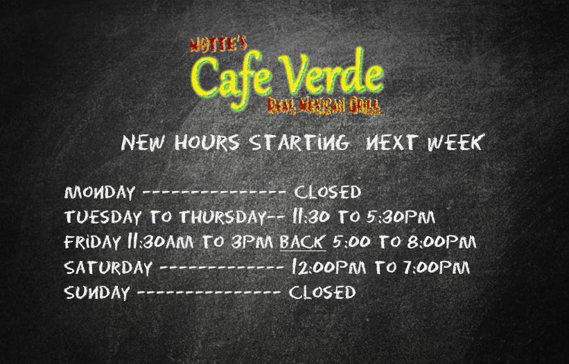 _cafeverde's tweet image. New hours starting next week