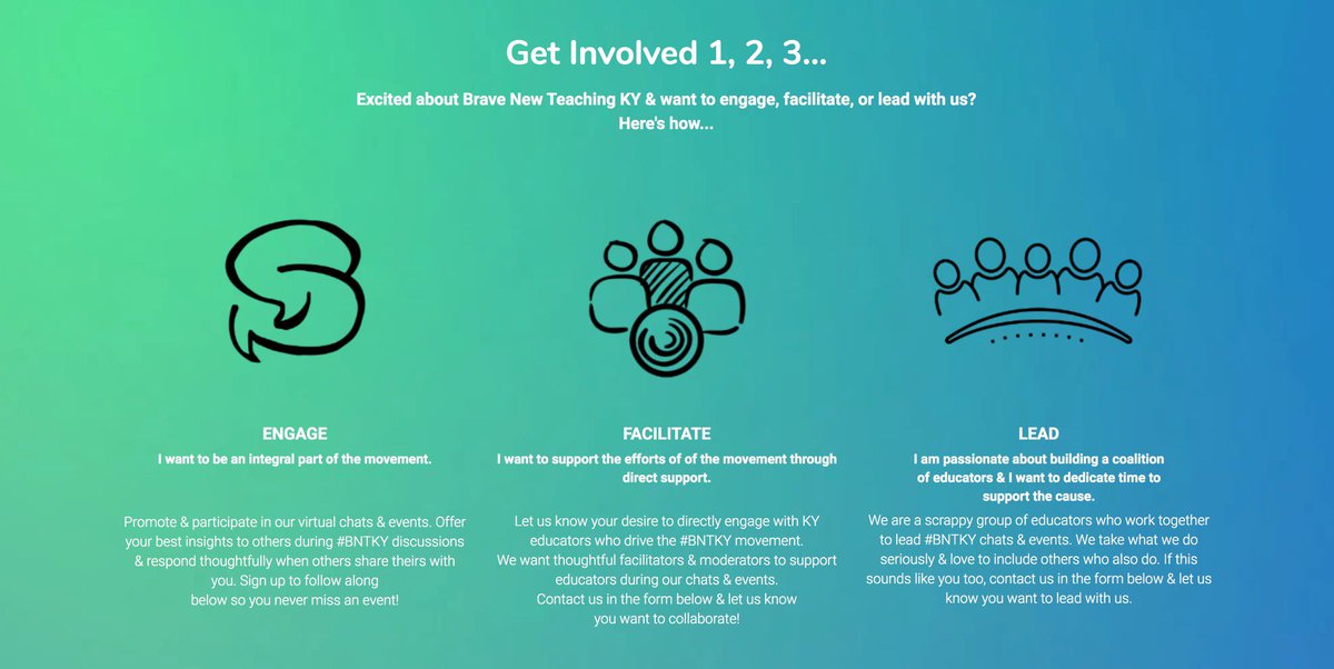 Ky Teachers...there’s so many great conversations taking place on <a href="/bravenewteachky/">Brave Teacher KY</a>!! We had our first chat today and it was amazing!! So many thoughts, ideas, and resources shared!! Be sure to check out #bntky. We would love for you to join the conversation.