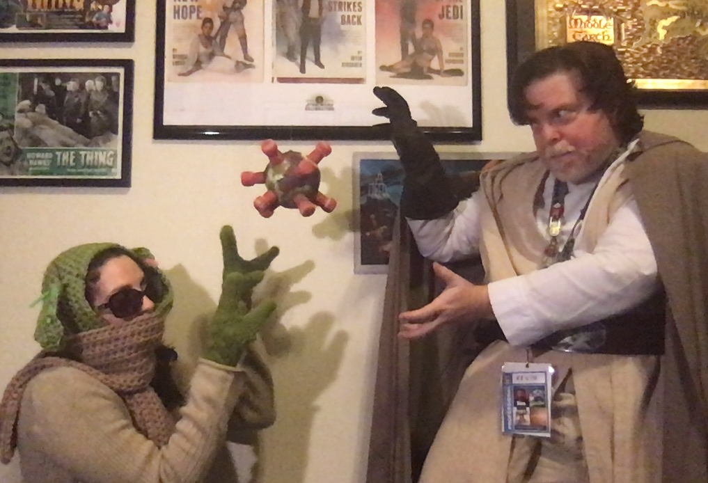 EvilGeniusEnt's tweet photo. No idea why this @Comic_Con pic didn't load properly before, but here it is! Needed to have @FFrontalNerd 's Katie Yoda in full effect! #ComicConAtHomeCosplay https://t.co/hd8aJQmd56