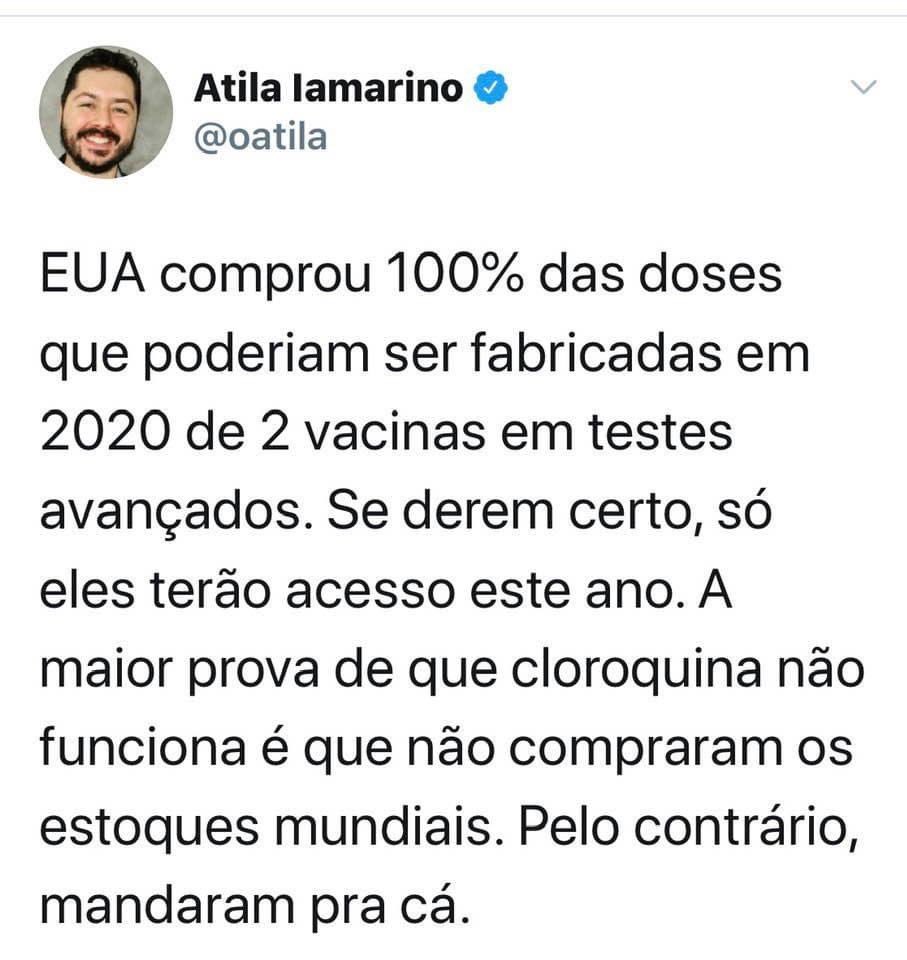 marcyndias's tweet photo. Será que alguém ainda defenderá a Cloroquina. Bolsonaro tomava para a prevenção. Pegou Corona. Depois tomava para tratar o Corona. Está na terceira semana de isolamento. Dinheiro público indo para o ralo e médico que não lê passando remédio ineficaz ao povo! https://t.co/lI6ojdzuT4