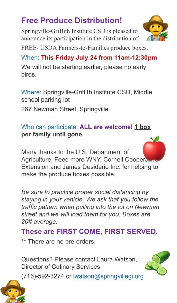 lauraj294's tweet photo. We had so much fun last week, we want to do it again! 🥬🍎🥒💜 
Back by popular demand...FREE Produce loaded into your vehicle  with a smile 😊 https://t.co/NfMku06wSZ