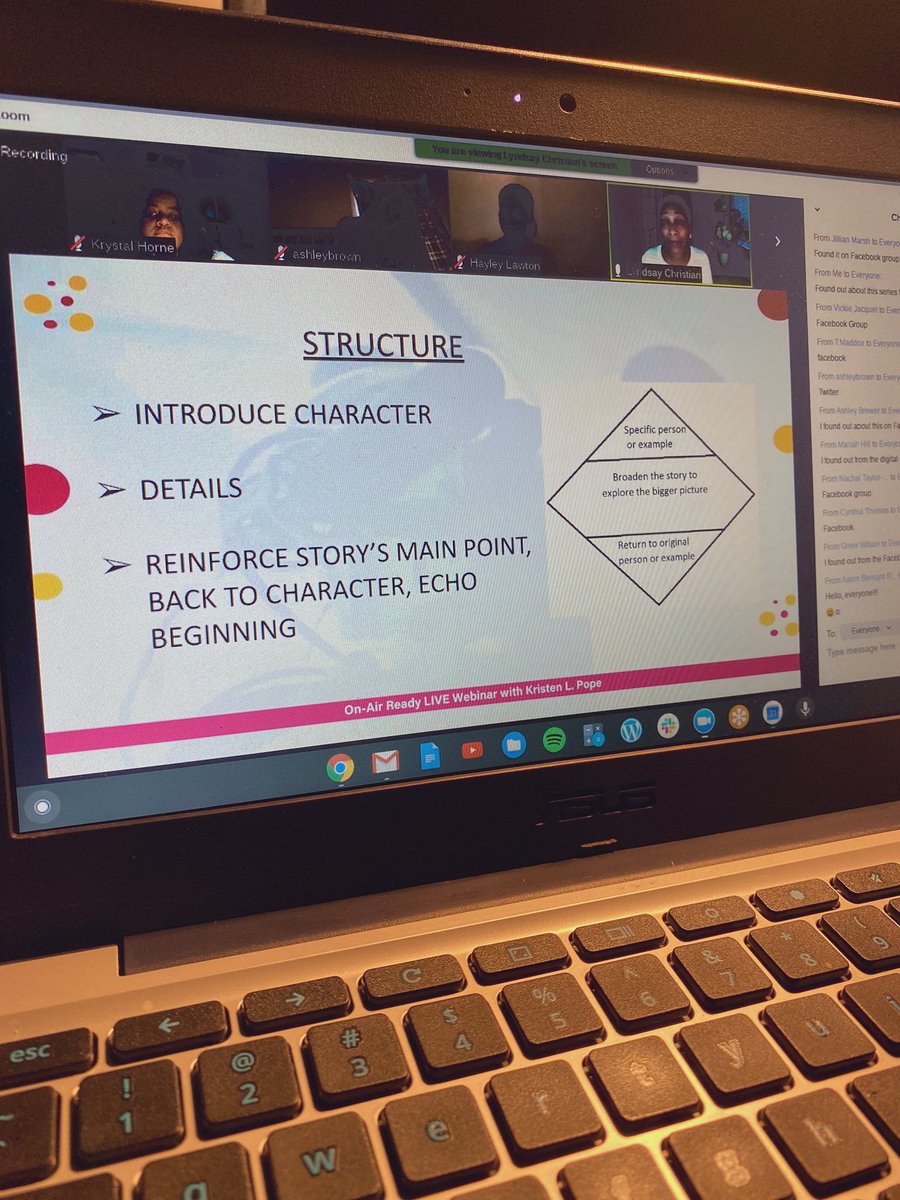 KrystalHorne's tweet photo. “How do we evoke emotion out of our viewers through sound?” -Lyndsay Christian

Insightful gems being dropped during tonight’s Storytelling webinar! 📓🖌
#PopeProductions #neverstoplearning 
@KristenLPopeTV 
@LynzChristianTV https://t.co/ntAF3fxRac