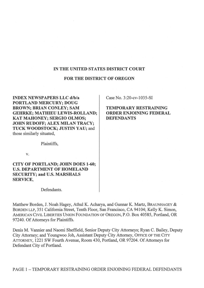 the Order with this citation:"Open government has been a hallmark of our democracy since our nation's founding." Leigh v. Salazar..When wrongdoing is underway, officials have great incentive to blindfold the watchful eyes of the Fourth Estate“ https://ecf.ord.uscourts.gov/doc1/15117613413