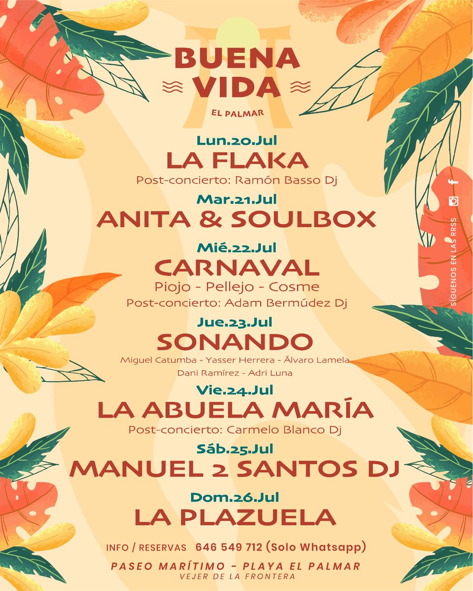 A El Palmar se ha dicho!!! Estaremos el domingo 26 en Buena Vida! Os esperamos veraniegos! 💃💃💃