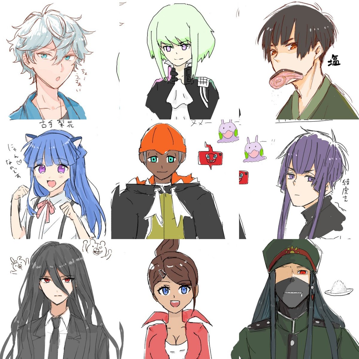 昨日の絵チャ!
ほとんどあみだくじで決まるから初めて描くかキャラばかりで楽しかったな☺ 