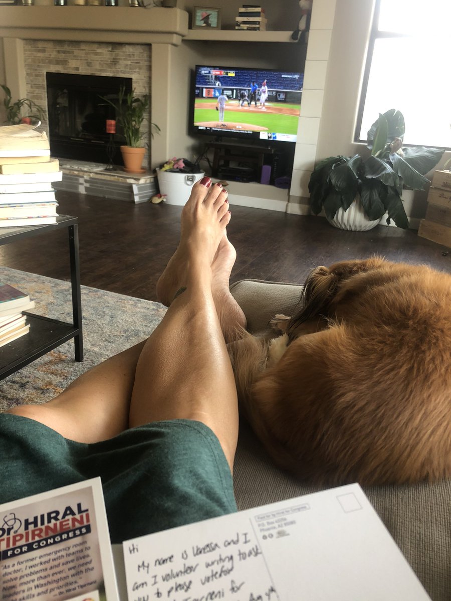 VanessaLTorre's tweet photo. Sending @hiral4congress postcards to voters and watching opening night with my little friend! #voteblue #hiralforcongress https://t.co/KEiifb4xPc