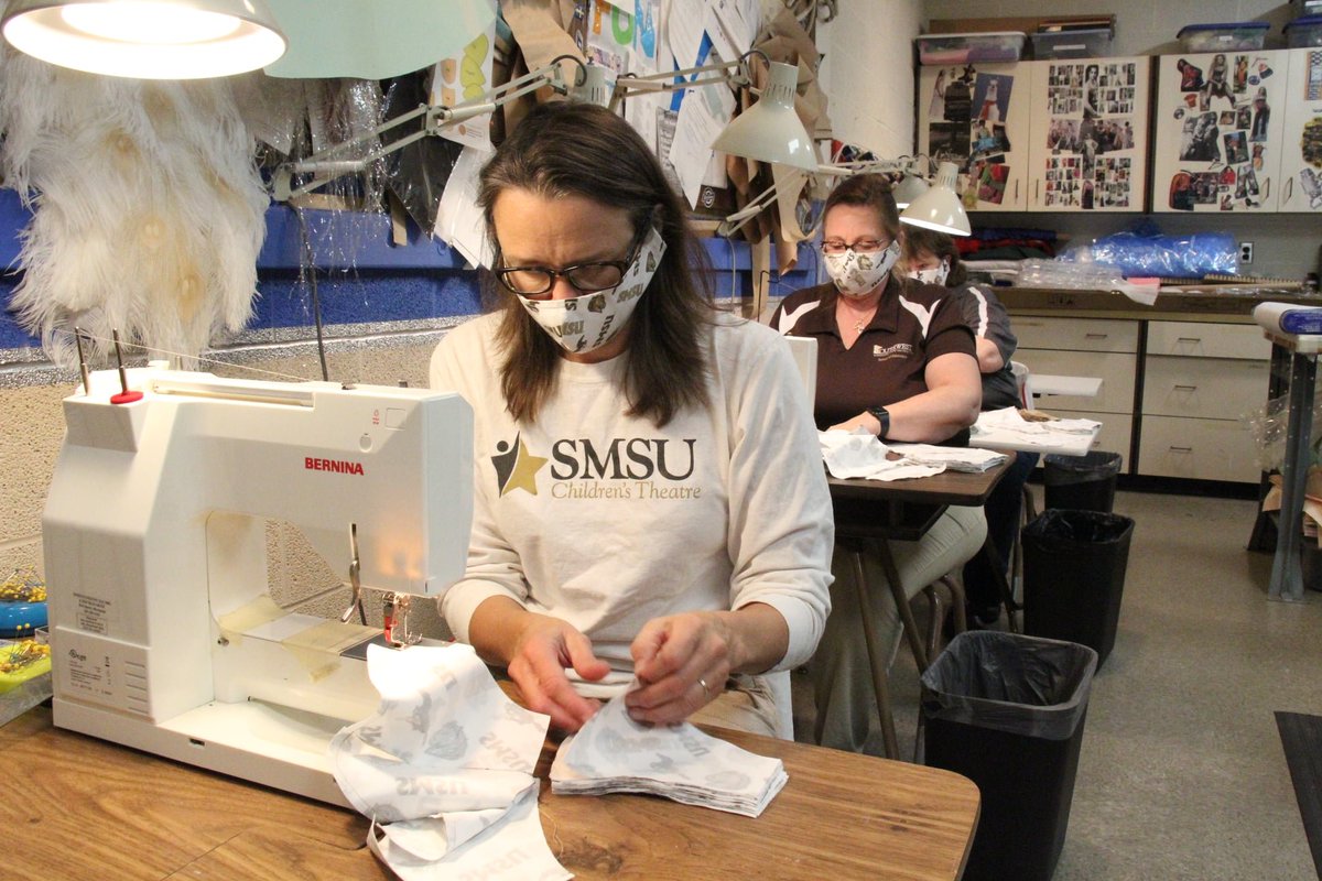 SMSUToday's tweet photo. Here's the story that appeared on @WCCO news tonight about our Mustang Masks project. This is what sets SMSU apart! https://t.co/WTEVROEqgx #M4L #MustangMasks https://t.co/d4Gf3vHSVt