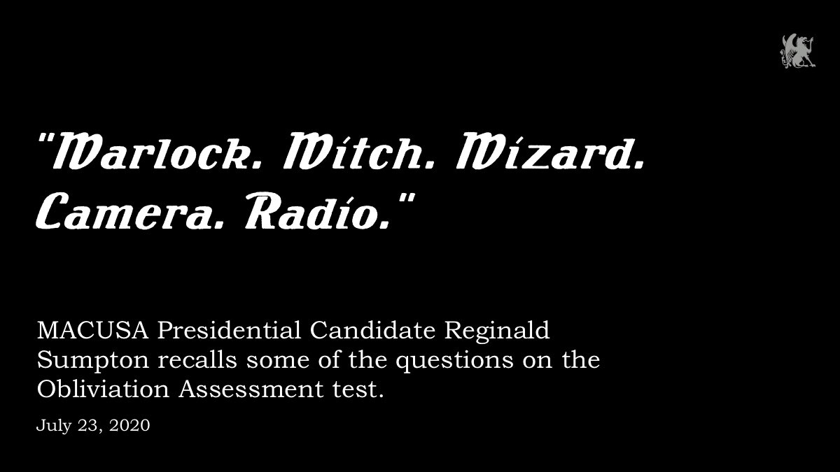 The target of no fewer than 13 Obliviations, candidate Sumpton reassures voters of his fitness for office.