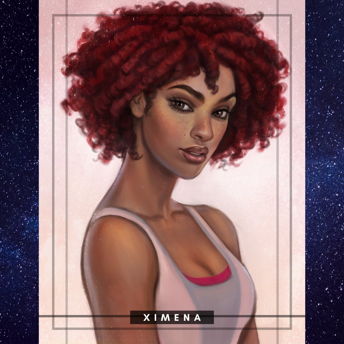 AstralColt's tweet photo. Final character card reveal for the #Starswept series!! Meet acrobat sisters Ximena and Marisol Velasquez, who show up in Book 2 of the trilogy, Wayward Stars, to join the rebellion! Art by the wonderful, mega-talented @Niruskyart! https://t.co/0xfOmlHdq8