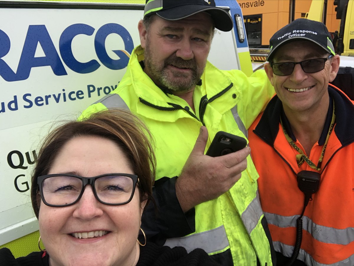 JulieToohey's tweet photo. Handling a sidewall tyre blowout during peak hour on the M1 ain’t for the faint hearted but these 2 champions Allan &amp; Scott ( &amp; an unknown 3rd) from ⁦@RACQOfficial⁩ RoadsideAssist saved my terrified bacon. Never so grateful to see yellow flashing lights! Thxs again boys👍 https://t.co/6r1a0UAC1v
