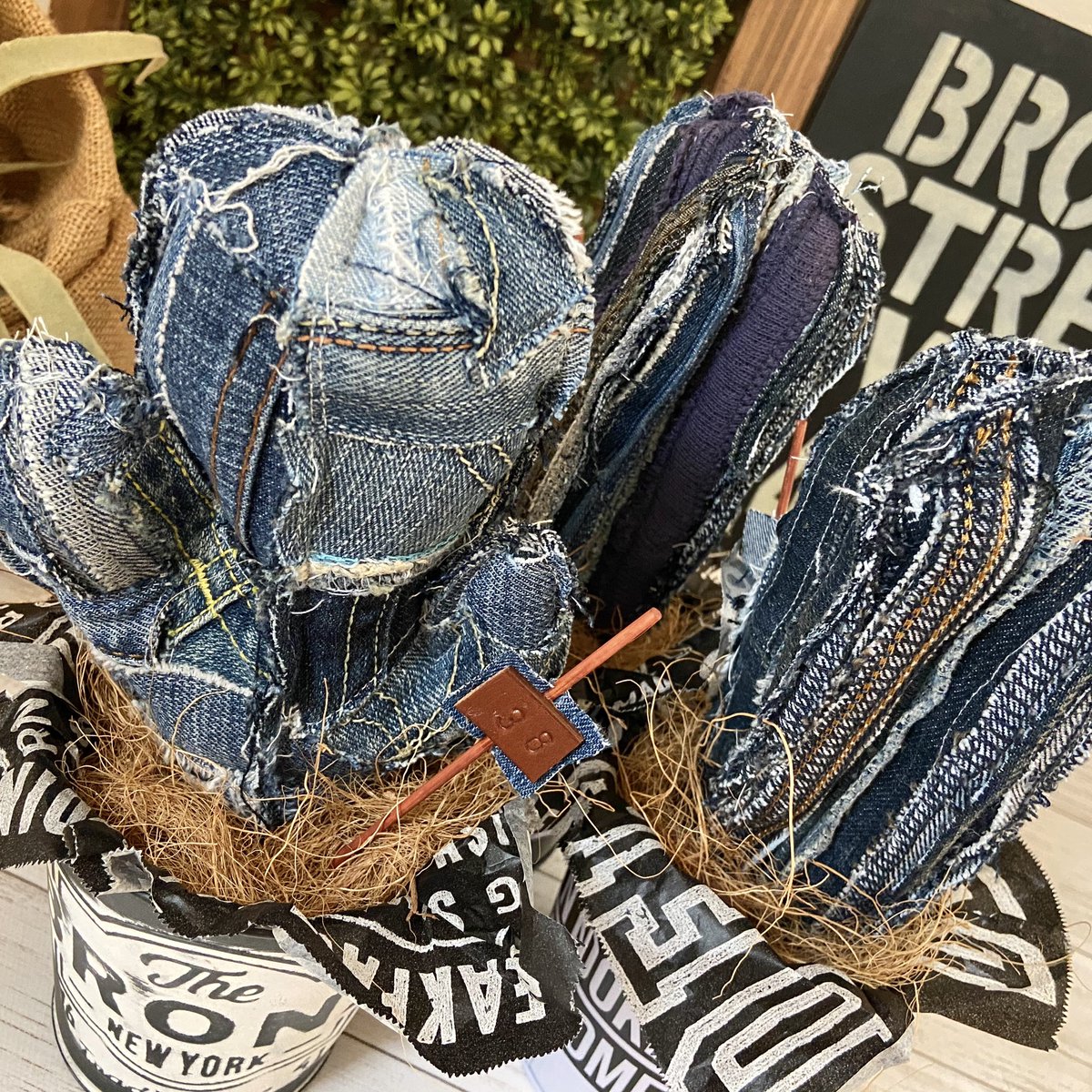 デニムサボテン完成♡ 撮影してminneに並べたいと思います 今回は縦