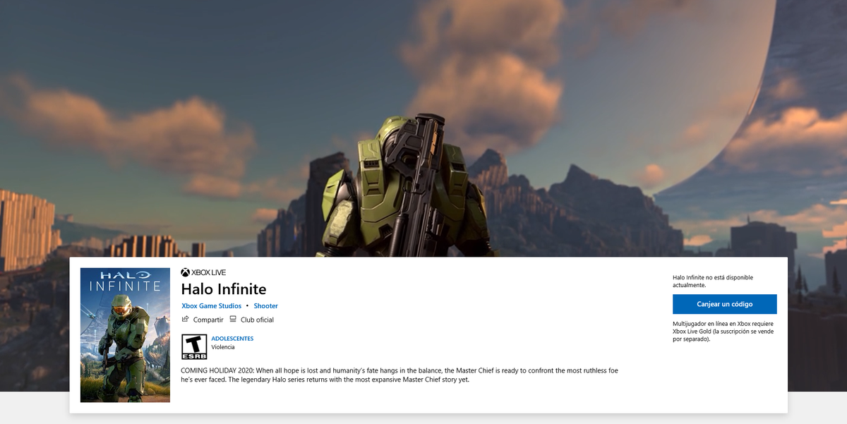 No había notado que ya está #HaloInfinite  en la tienda de Microsoft y xbox, pero aún no es posible comprarlo ni apartarlo, estamos tan cerca! #Halo
