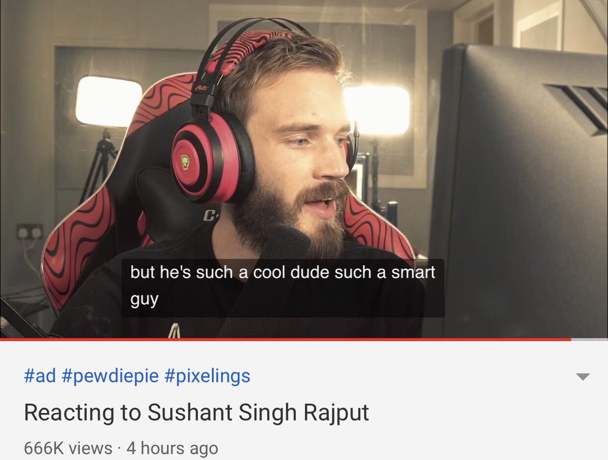 NorbertElekes's tweet photo. NEW: World's biggest YouTuber PewDiePie pays tribute to Bollywood actor Sushant Singh Rajput with his latest video. https://t.co/6OTHwom17y