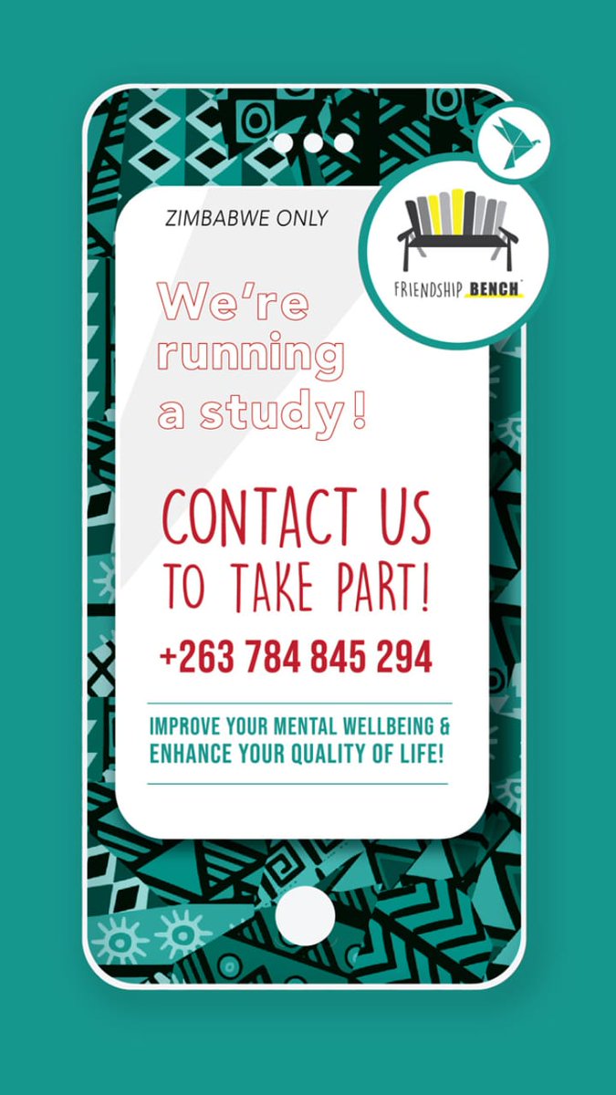 friendshipbench's tweet photo. Join our #digitaltrial for the #VirtualFriendshipBench- Free, anonymous, confidential talk therapy through a chat based app.
Sign up on +263 784 845 294 or at https://t.co/70WHmhVEsB
#zimbabwe #zimbabweans #covid19zim #twimbos #mentalhealthmatters 🇿🇼 #ZimWayForward https://t.co/4MrY3UcumW