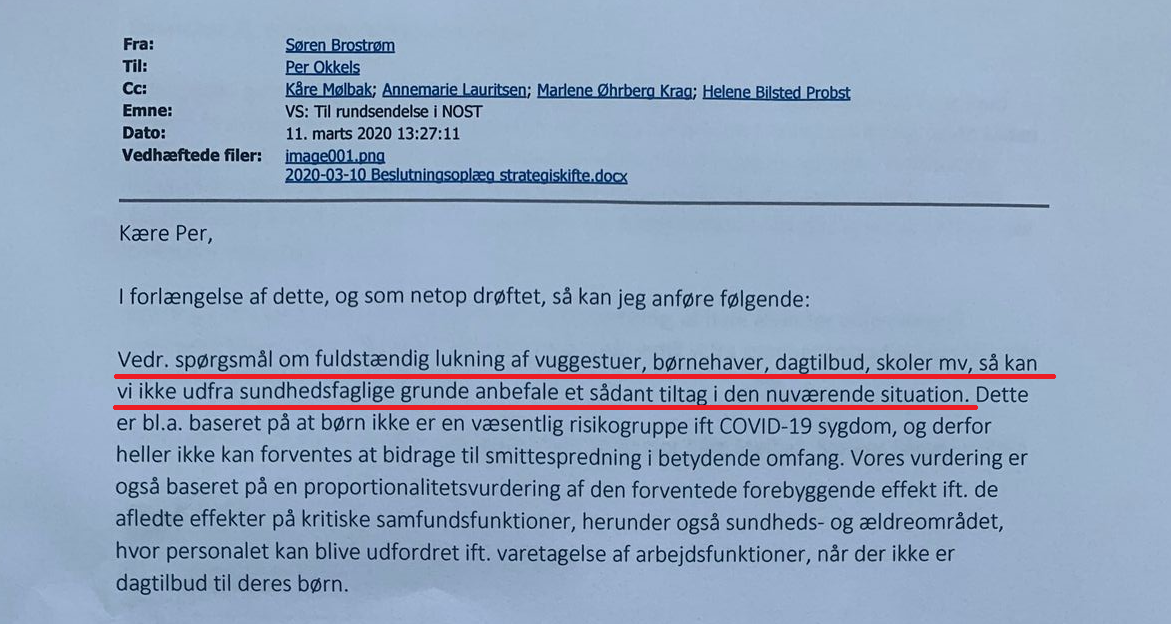 kcorfixen's tweet photo. Vilde mails, @btdk kan fremlægge lige nu: 7 timer før, at Mette Frederiksen lukkede landet ned, skrev Søren Brostrøm, at myndighederne IKKE kunne anbefale nedlukning. Stik imod hvad @Statsmin har sagt #dkmedier Kilde: https://t.co/gcObqjU8iG https://t.co/aciTuoKfep