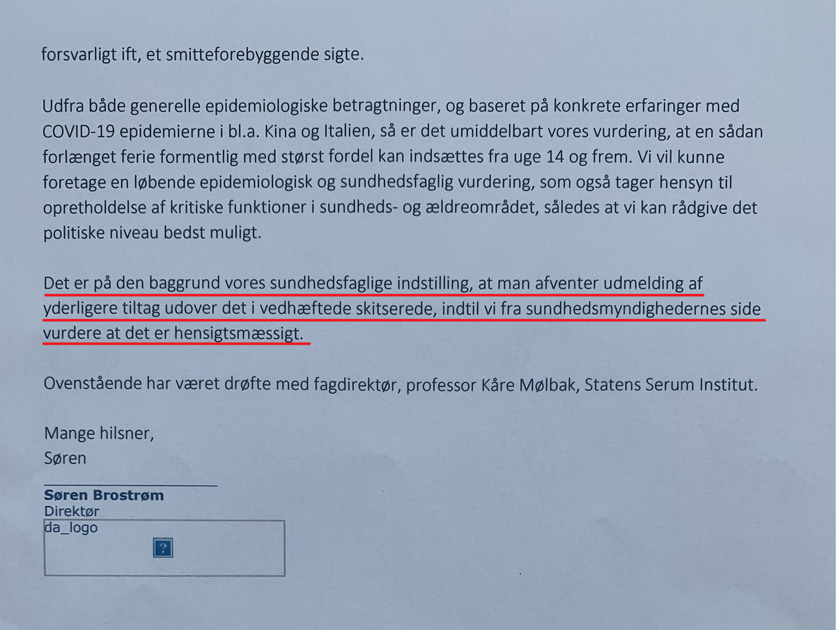 kcorfixen's tweet photo. Vilde mails, @btdk kan fremlægge lige nu: 7 timer før, at Mette Frederiksen lukkede landet ned, skrev Søren Brostrøm, at myndighederne IKKE kunne anbefale nedlukning. Stik imod hvad @Statsmin har sagt #dkmedier Kilde: https://t.co/gcObqjU8iG https://t.co/aciTuoKfep