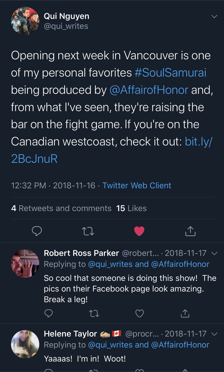 As theatres remain closed we look back on some really amazing memories. Including the time both <a href="/qui_writes/">Qui Nguyen</a> and <a href="/robertrosspark/">Robert Ross Parker</a> gave us a shout out on Qui’s show Soul Samurai. They create amazing stuff! This show holds a very special place in our hearts.