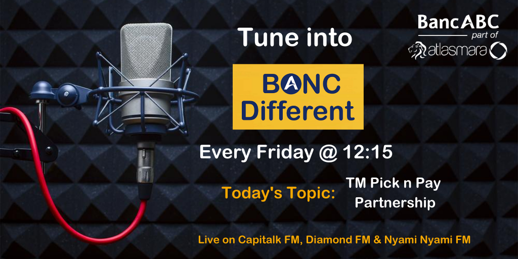 BancabcZW's tweet photo. It's time for another episode of #BancDifferent with host
@jeffreydanai airing at 12:15 on @capitalkfm @diamond1038FM @NyamiNyamiFM
On today's show, we have @DrMambondiani & the MD of TM Pick n Pay, Mr Malcolm Mycroft to discuss another exciting #FreshPartnership
Tune in! https://t.co/QVGukzcfNv