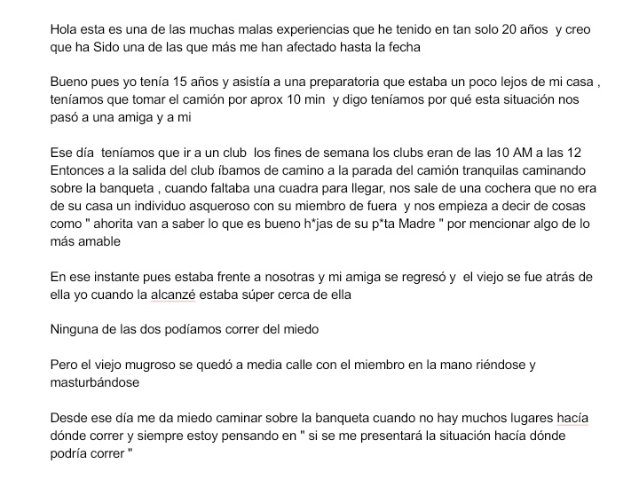 catcallsofict's tweet image. Stories like this should never happen to anyone #stopstreetharassment

A nadie le debería de pasar una historia como ésta #bastaalacosocallejero