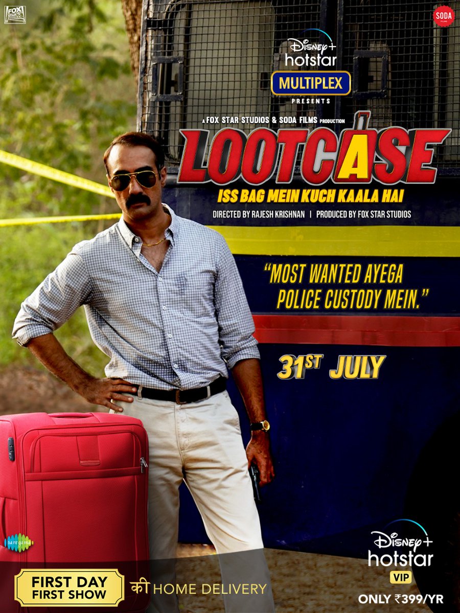 taran_adarsh's tweet photo. NEW POSTERS... #Lootcase premieres on #DisneyPlusHotstar on 31 July 2020... Stars #KunalKemmu, #RasikaDugal, #RanvirShorey, #VijayRaaz and #GajrajRao. https://t.co/K11xVxN9rs