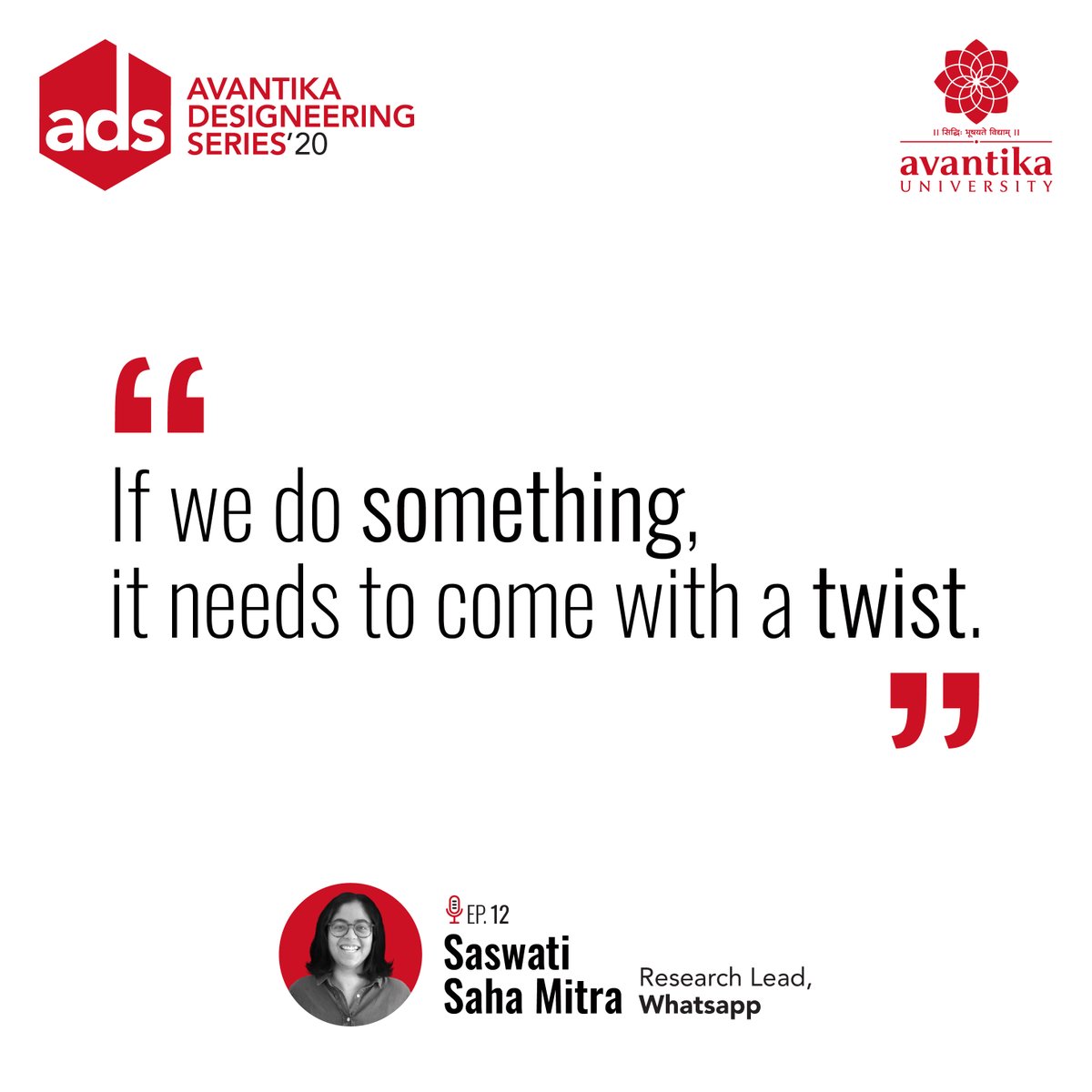 AvantikaSeries's tweet photo. To understand how research makes a difference to your work, tune in on our latest episode with @SaswatiSM
@WhatsApp
Tune in on- https://t.co/t4KxixM5mR
#quotes #research #userexperience #podcast #whatsapp #ADSpodcasts #designeer https://t.co/RYLUGa2A9S