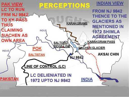 16/ According to the agreement made in 1949 between Pak and Bharat, Ponint NJ9842 was the northernmost demarcated point of the India-Pakistan cease-fire line known as the Line of Control and Pakistanis gave ceded over their part to China in 1964.