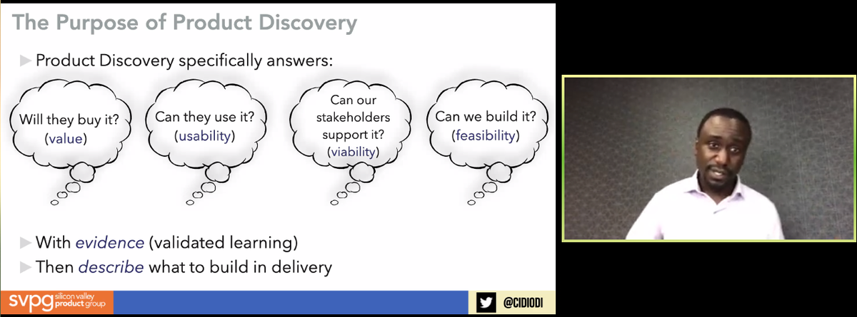 danolsen's tweet photo. At @LeanProdMeetup, SVPG partner @CIdiodi shares the 4 questions that Product Discovery can answer
#prodmgmt https://t.co/nWCpmUKzn7