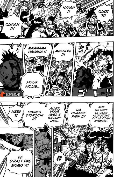 Sans compter qu'il n'a absolument pas le charisme et la force nécessaire pour pouvoir rallier les 10k samouraïs de base sous ses ordres mtn que Kaido leur propose la soumission ou la mort.Il est donc en théorie incapable d'agir d'une quelconque façon sans crever des mains de...