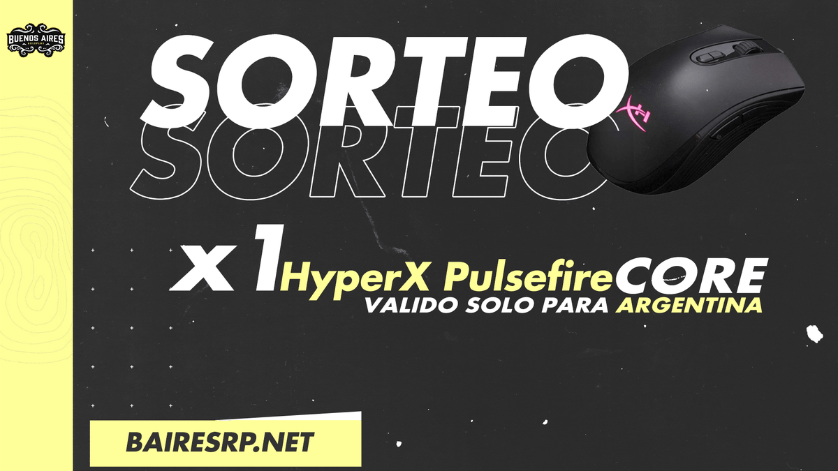 bairesroleplay's tweet photo. SORTEO SORTEO SORTEO 🎉

🥇 x1 HyperX Pulsefire CORE RGB

➡️ REQUISITOS: 

🔸 Dar RT a este TWEET 🔁
🔸 Dar MG a este TWEET ❤️
🔸 Seguirnos en Twitter ℹ️
🔸 Etiquetar a 3 amigos 🫂

📚 OPCIONAL: Estar en nuestro Discord (https://t.co/chwrPgdlsz) 

📆 END-DATE: Sábado 15/08 https://t.co/3SN8cR30C1