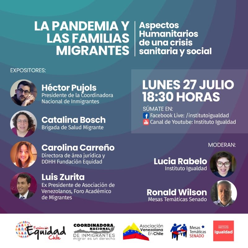 FORO: LA PANDEMIA Y LAS FAMILIAS MIGRANTES. LUNES 27 DE JULIO 18.30 HRS.