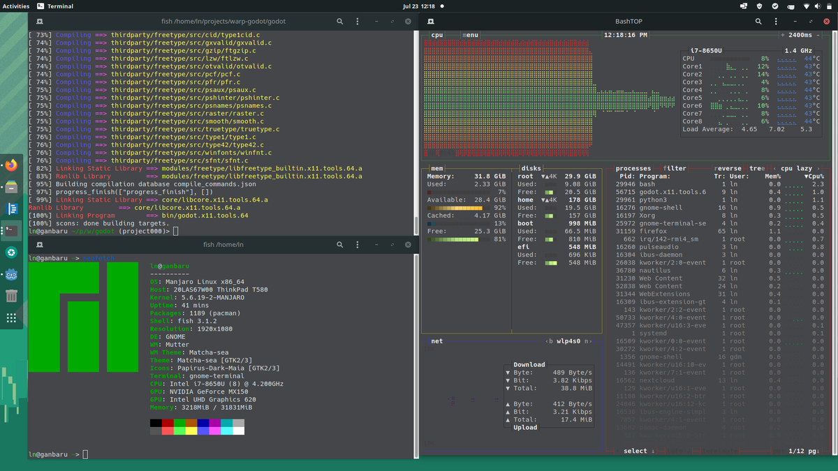 leetNightshade's tweet image. I got a #Thinkpad #T580! It's my "new" #Godot #gamedev workstation. Some info here: instagram.com/p/CDAhpfHH2N5/… TLDR: #Manjaro with LUKS encryption and #btrfs snapshots. i7 cranks up to 4.2Ghz. 32GB RAM. Niice. Can't wait to utilize #USBc docking, ultimate workstation goodness. 😈