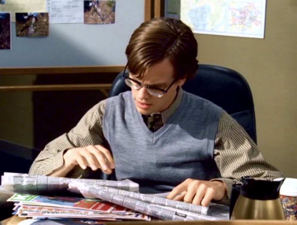 hollandspugh's tweet photo. spencer reid in his cute little sweater vests is something we should all have on our tl https://t.co/hFbgm1PgfZ