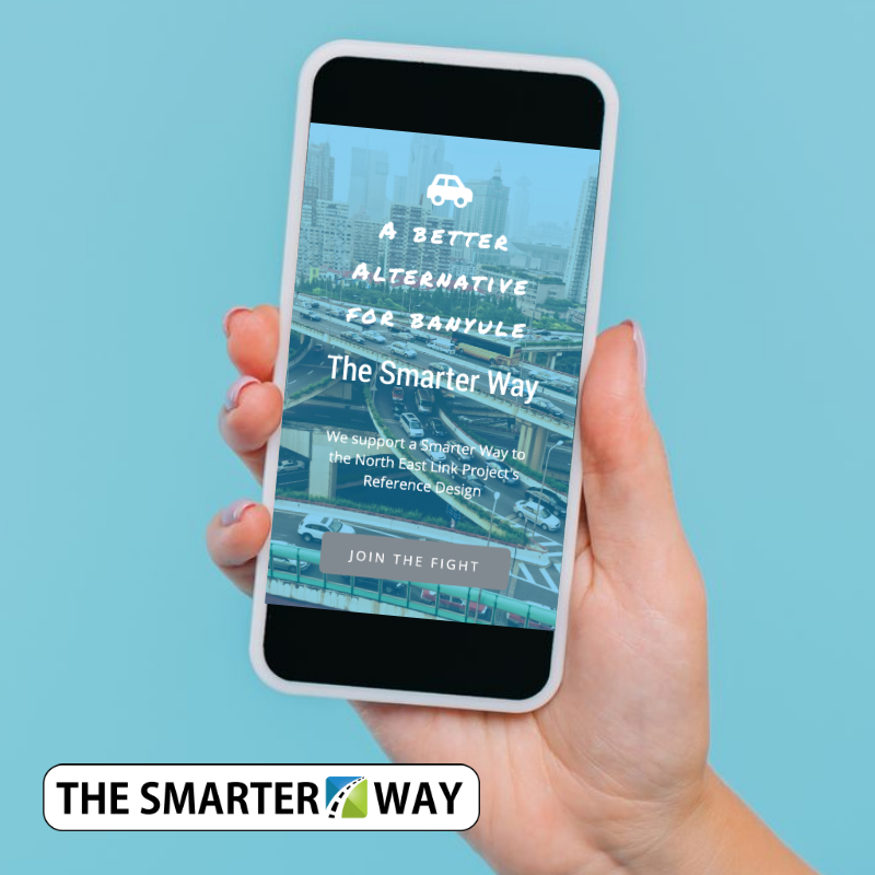 way_smarter's tweet photo. Fight for a better alternative for Banyule 

Join and see how you can help today at https://t.co/j5Ra7UarMP

#rethinNELink #TunnelNotTrench #NorthEastLink #TheSmarterWay https://t.co/wAfeOnqIBl