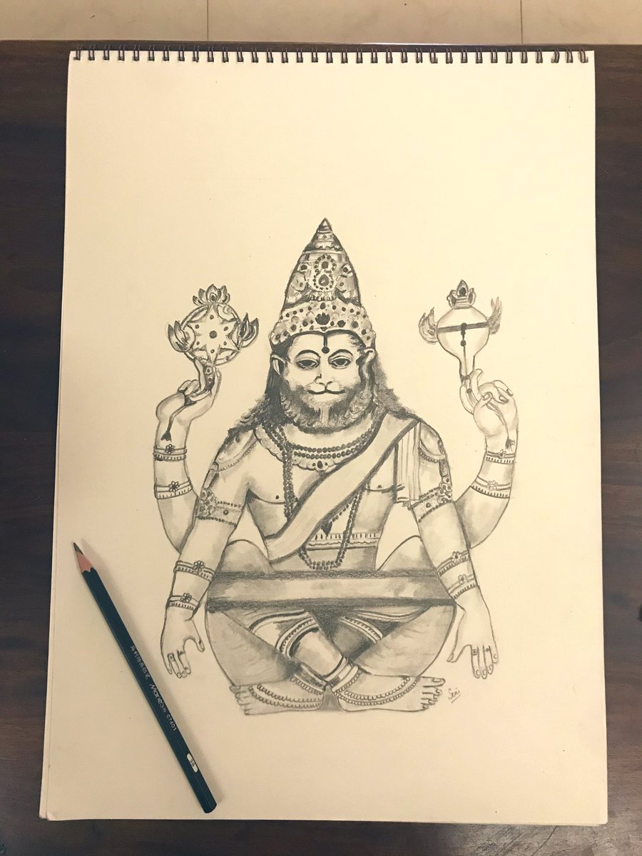 Soniabhay6's tweet photo. Namaste narasimhaya, prahladahlada-dayine, hiranyakasipor vaksah, sila-tanka nakhalaye 

#Pencildrawing #pencilsketch #god #deity #narshima #3B https://t.co/h8hJvKe9Rc