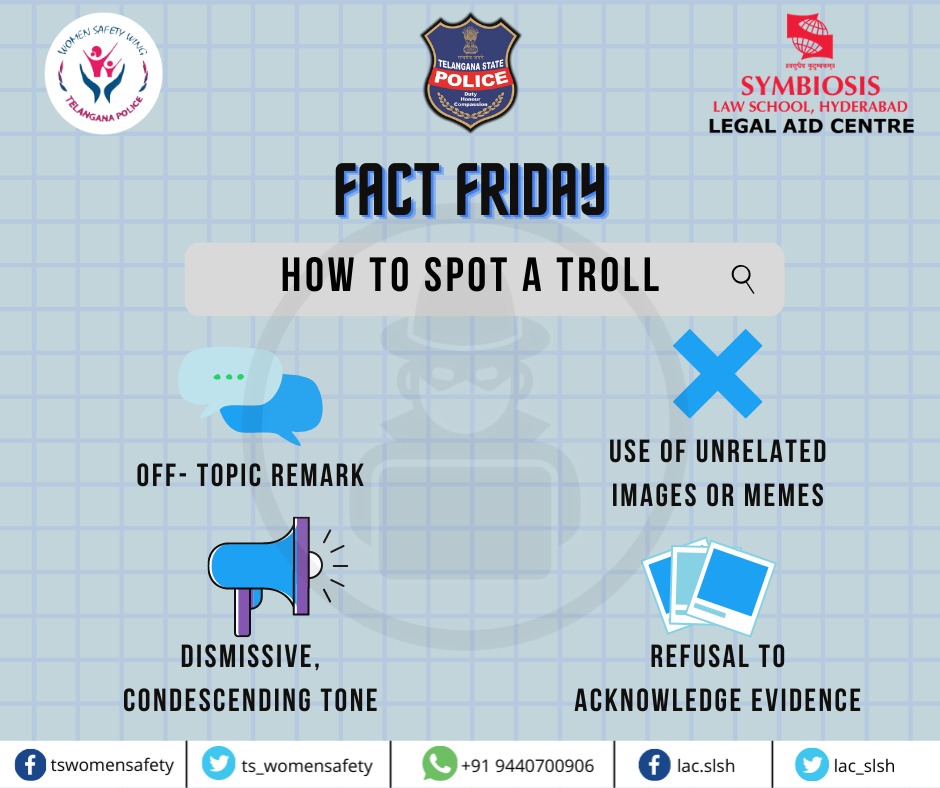 tg_womensafety's tweet photo. Online trolling can leave a deep scar on people’s lives. Learn how to stand tall in the face of online trolls with this informative poster. To know more, log into https://t.co/a1knqLqrZe to read our module on online trolling
#CyberSafeForHer #CybHER
@TelanganaDGP @SwatiLakra_IPS https://t.co/WwNmQhx0T7